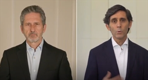 Mike Fries y José María Álvarez-Pallete durante el anuncio virtual de la fusión - Crédito: Telefónica